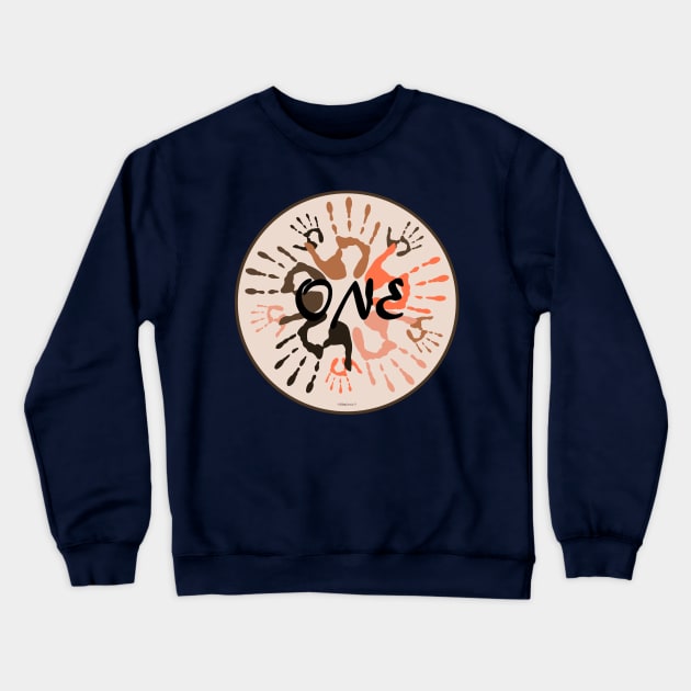 ONE - with handprints Crewneck Sweatshirt by FunkilyMade